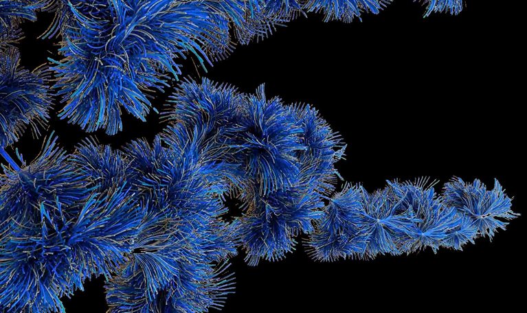 Abstract network of blue wires blossoming like vibrant flowers