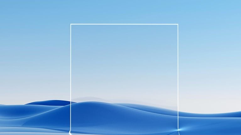 3D rendered blue waves with an illuminated outline of a square