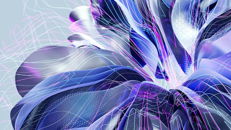 Abstract convergence of flowing digital forms and interconnected energy lines, representing the integration of human, AI, and humanoid capabilities within a symbiotic enterprise.