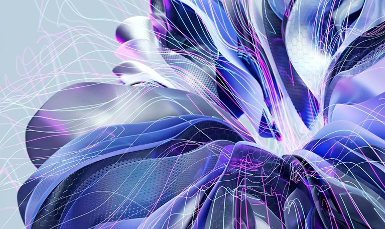 Abstract convergence of flowing digital forms and interconnected energy lines, representing the integration of human, AI, and humanoid capabilities within a symbiotic enterprise.