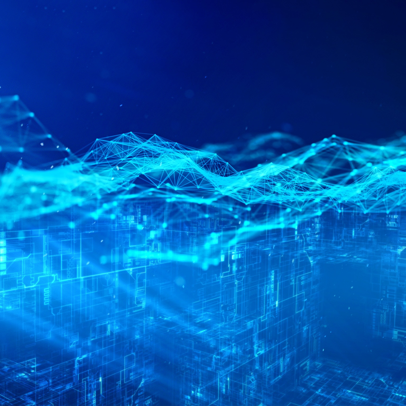 Abstract image of digital network space cross section.