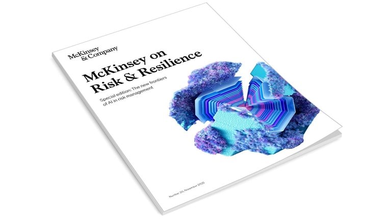 Book jacket of McKinsey on Risk & Resilience, Special edition: The new frontiers of AI in risk management, Number 20, November 2025