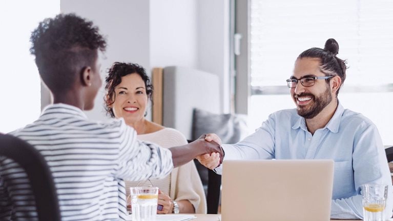 Candidate is having a conversation at a job interview