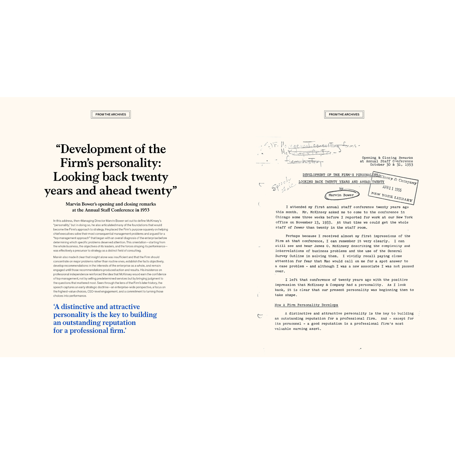 Development of the Firm’s personality: Looking back twenty years and ahead twenty