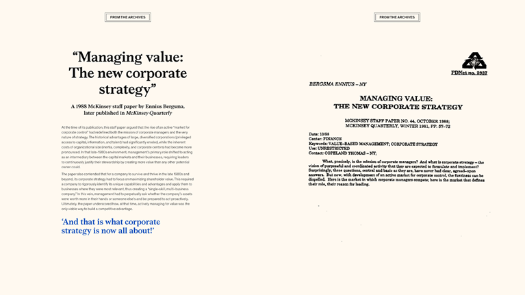 Managing value: The new corporate strategy