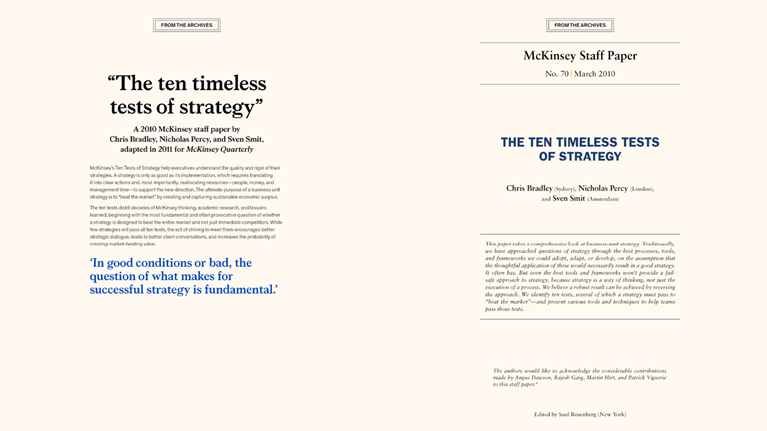 The ten timeless tests of strategy