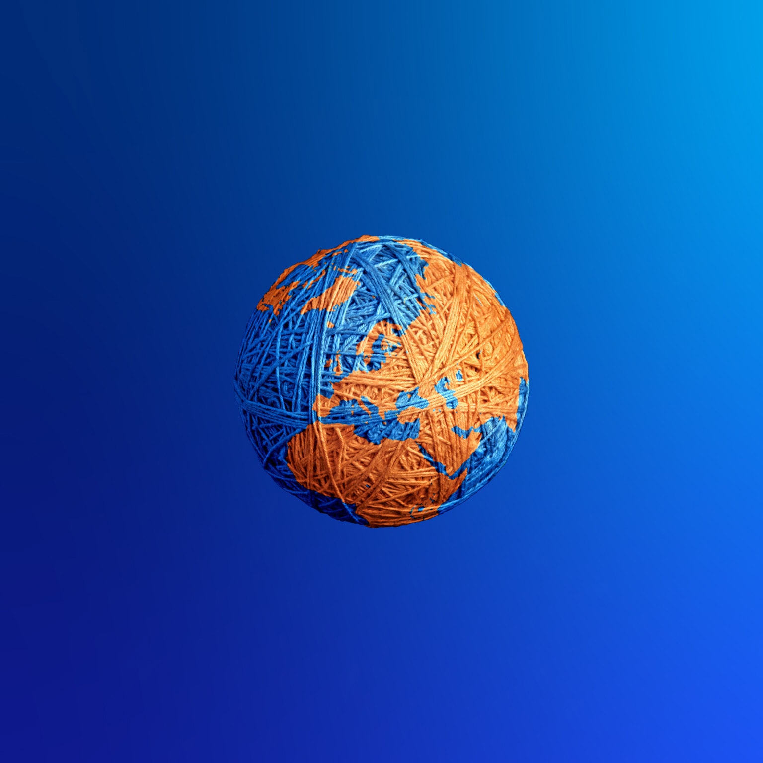 A globe made from a ball of string.