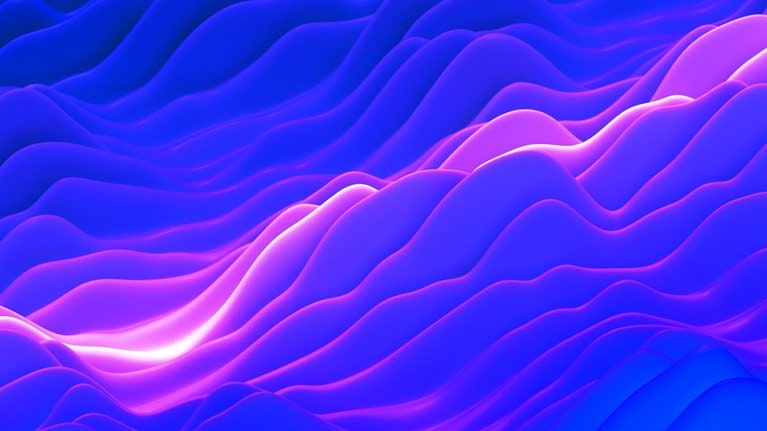 Image of purple abstract curve chart with the central line being brightly lit.