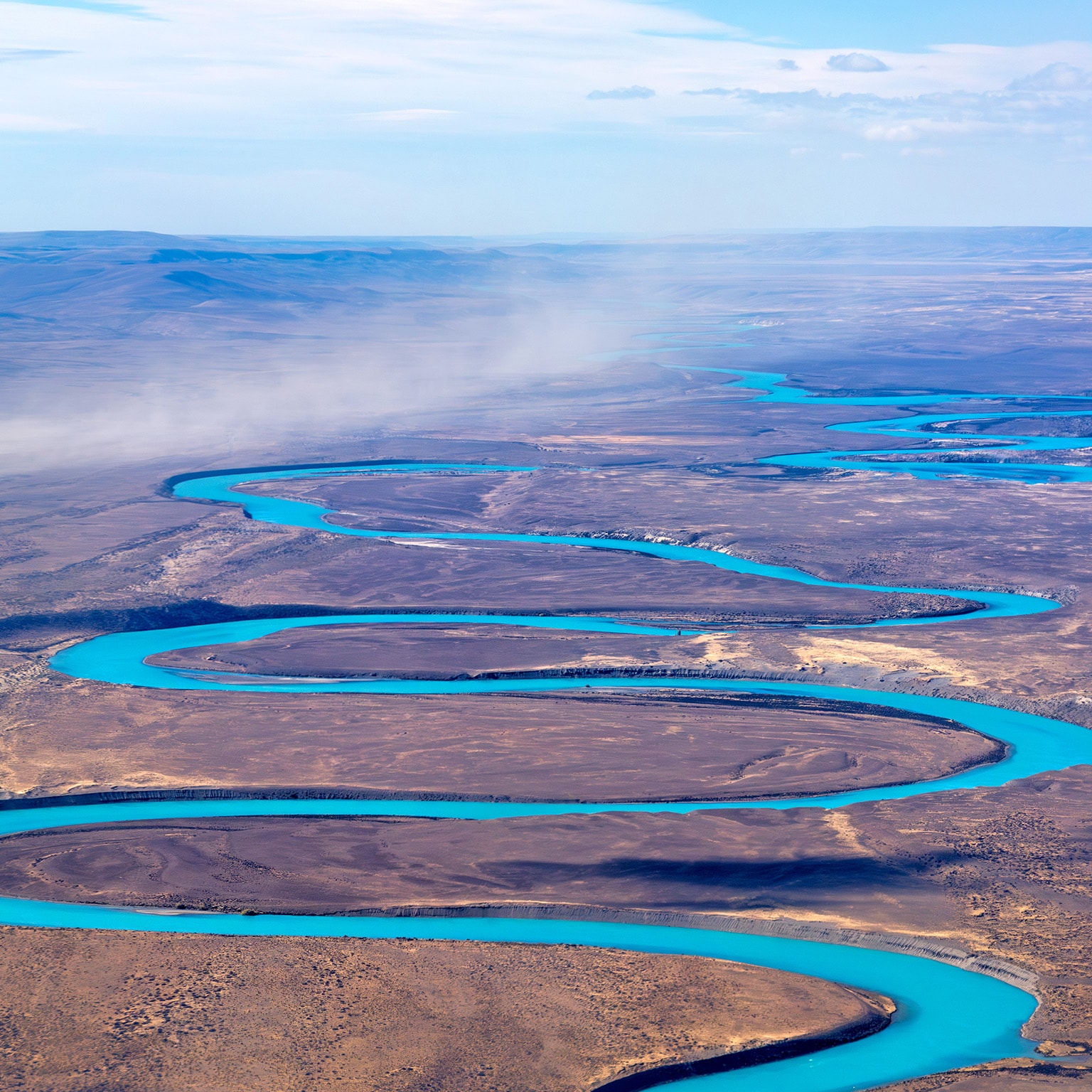 Aerial View of a curved river