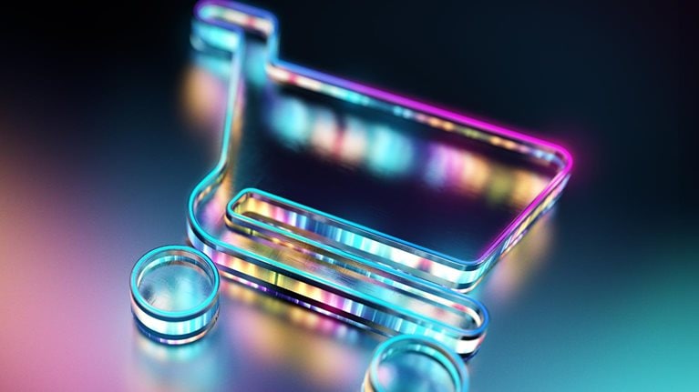 Glowing shopping cart icon