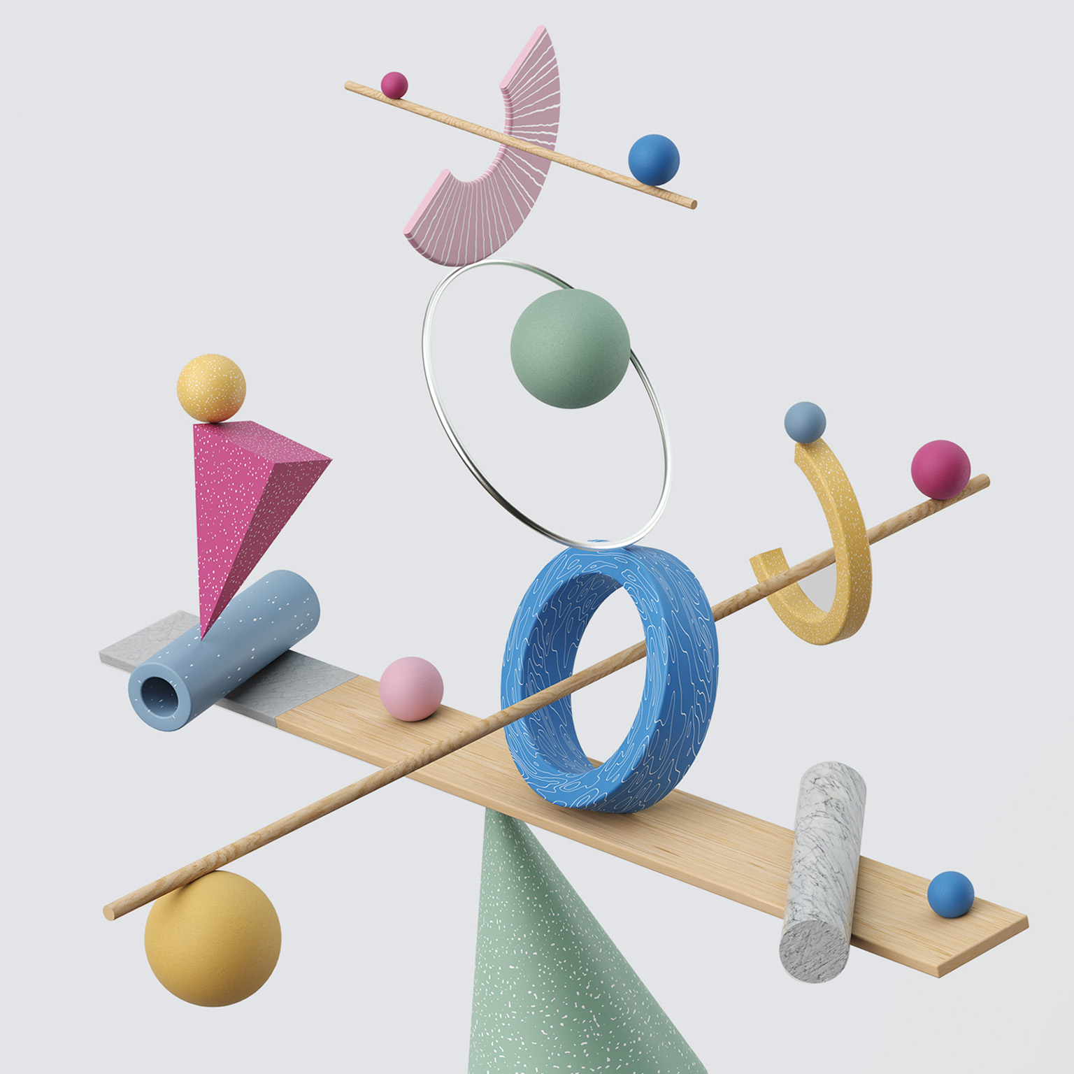 Digital generated image of abstract multi colored geometric shapes.