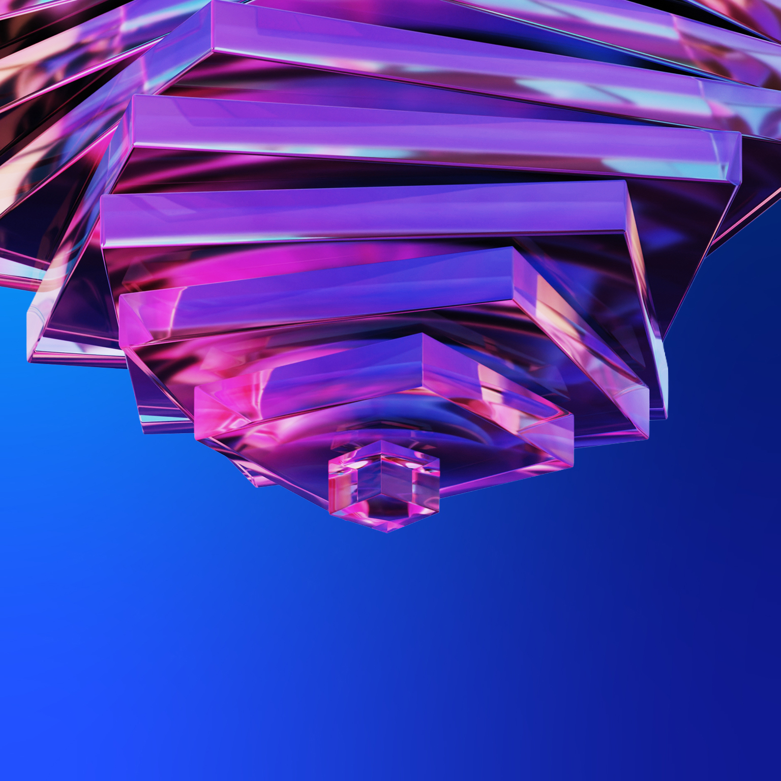 Abstract iridescent glass shapes, holographic fluid form, modern 3D background, digitally generated image