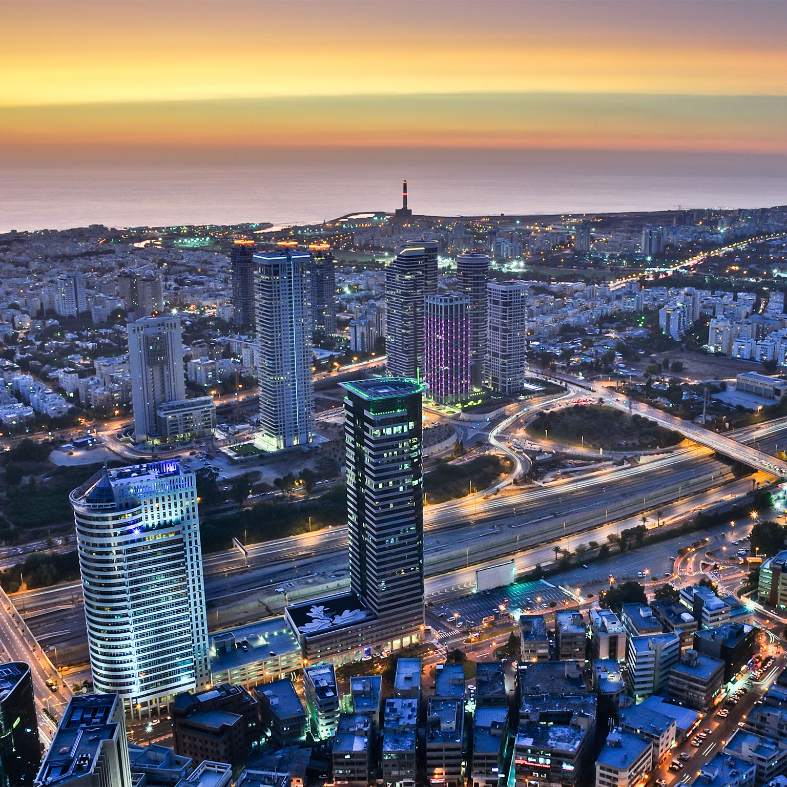 Multilayered dusk at Tel Aviv - stock photo