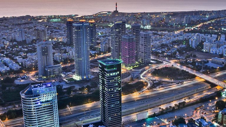 Multilayered dusk at Tel Aviv - stock photo