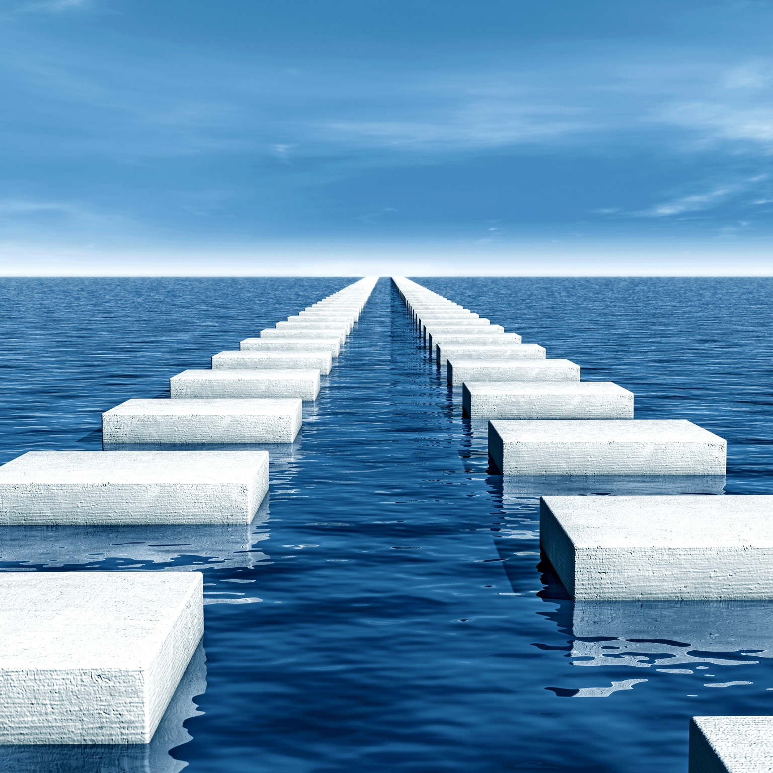 Stepping stones in sea as a symbol for the next step or the way forward