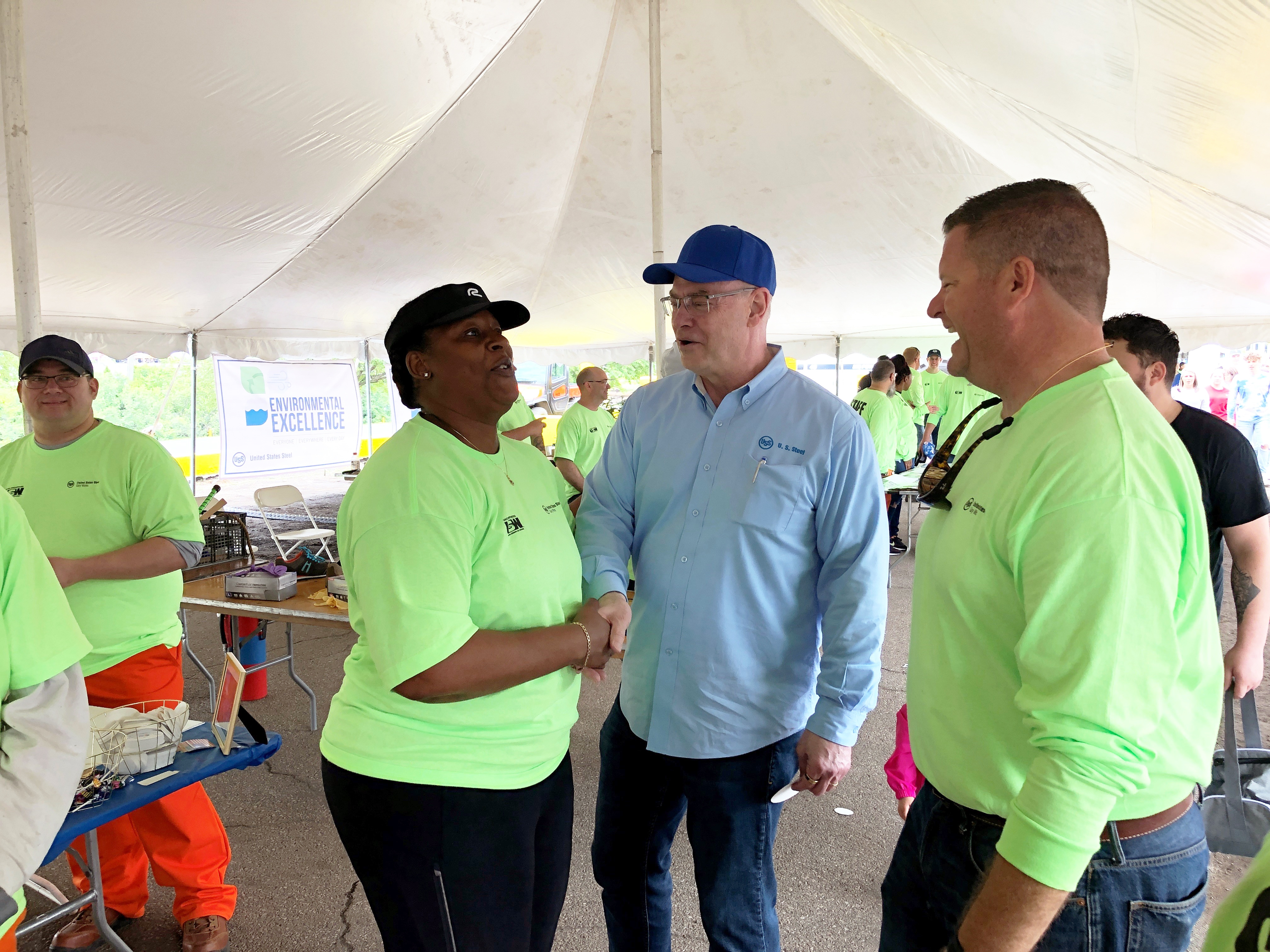 Dave Burritt meets with U. S. Steel workers at a Midwest Plant Family Safety Day.