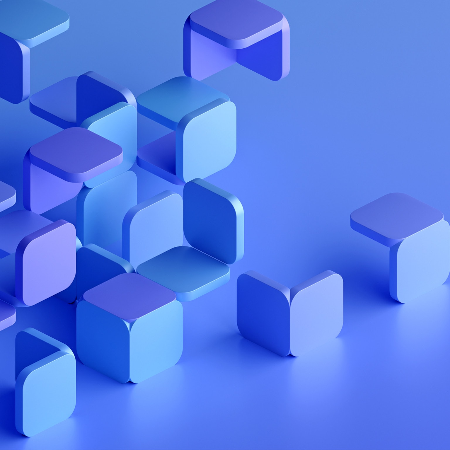 3D partial cube shapes coming together