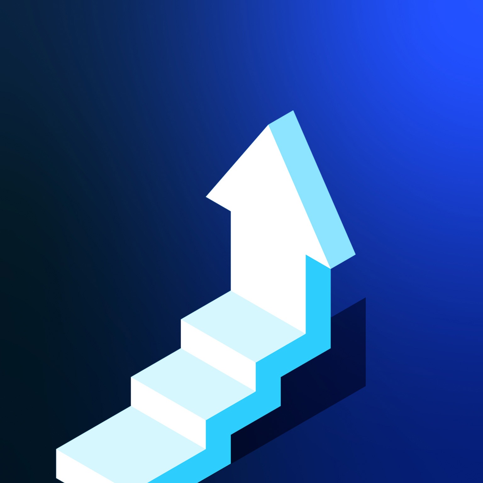 3D sales chart arrow illustrated as steps leading upward