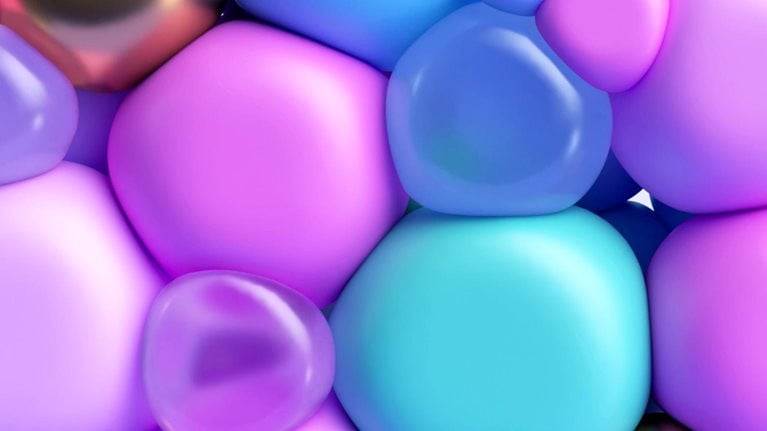 Abstract background with colorful balls, silicone rubber balloons filling empty space