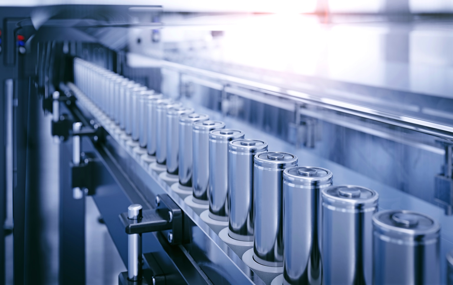 Production line for lithium battery cells for the automotive or e-bike industry.