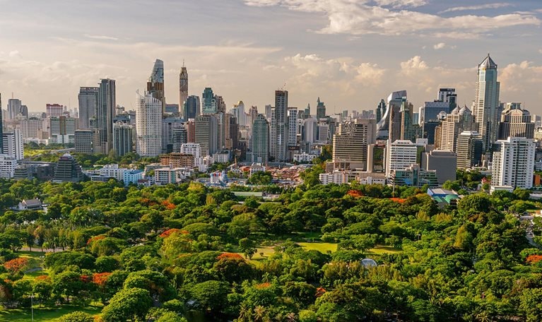 Bangkok Financial Downtown. Aerial View