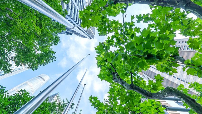 Bottom view of modern eco city