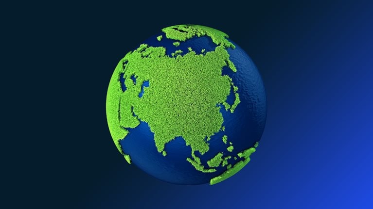 Stylized view of India from space