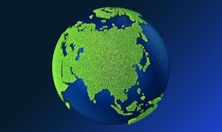 Stylized view of India from space