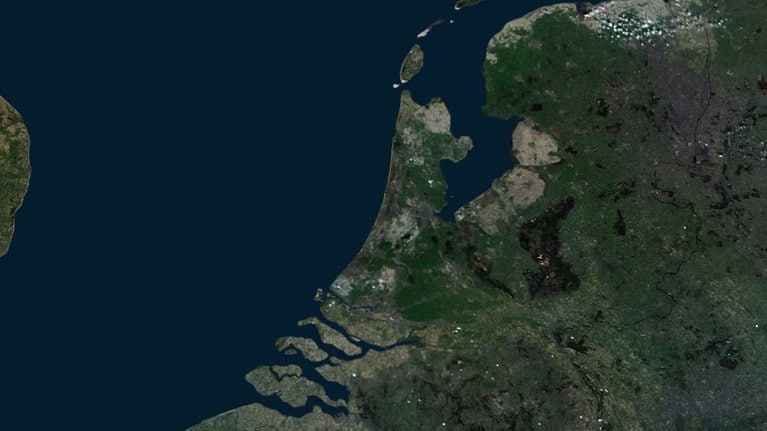 Close-up aerial view of the Netherlands