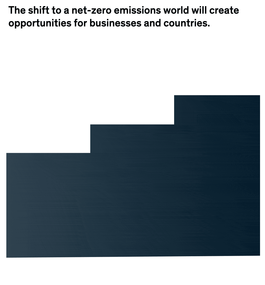 The shift to a net-zero emissions world will create opportunities for businesses and countries.