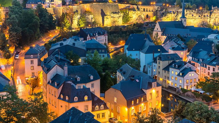 Luxembourg City night - stock photo