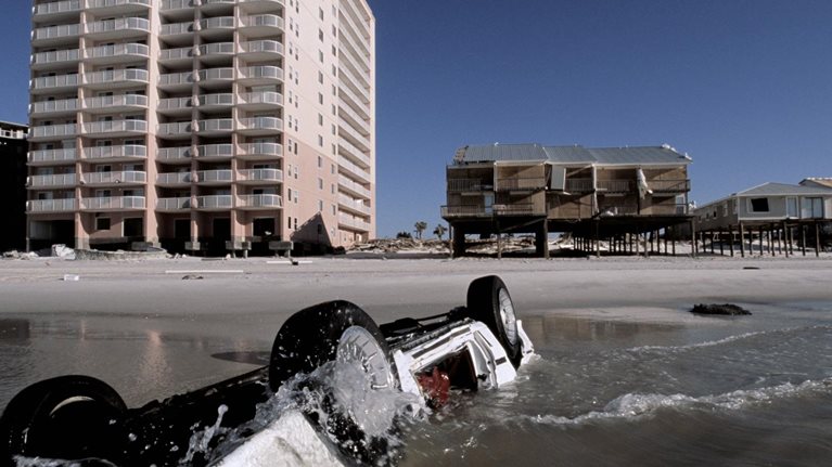 Sunken car on a beach in Florida