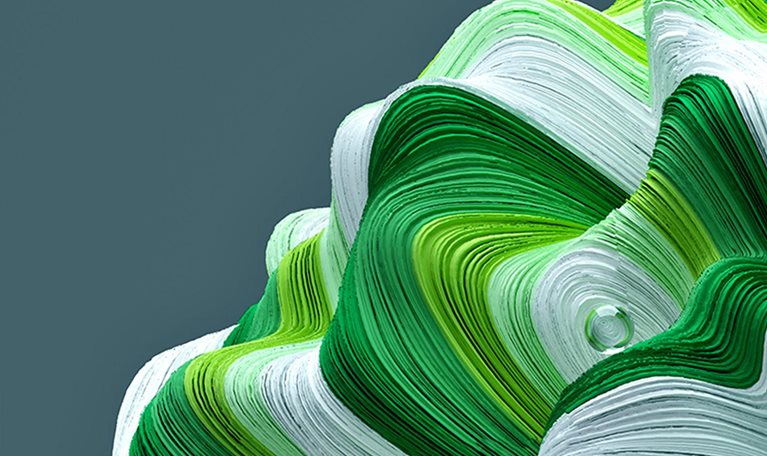 A green and white striped wave ripples up from the lower right hand corner