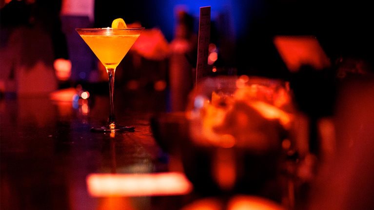 Bar in nightclub with cocktail