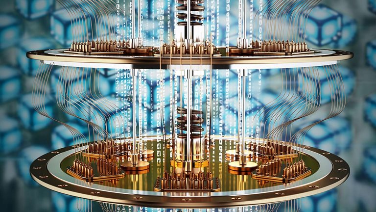 Close Up Of A Quantum Computer In Operation With Flowing Codes