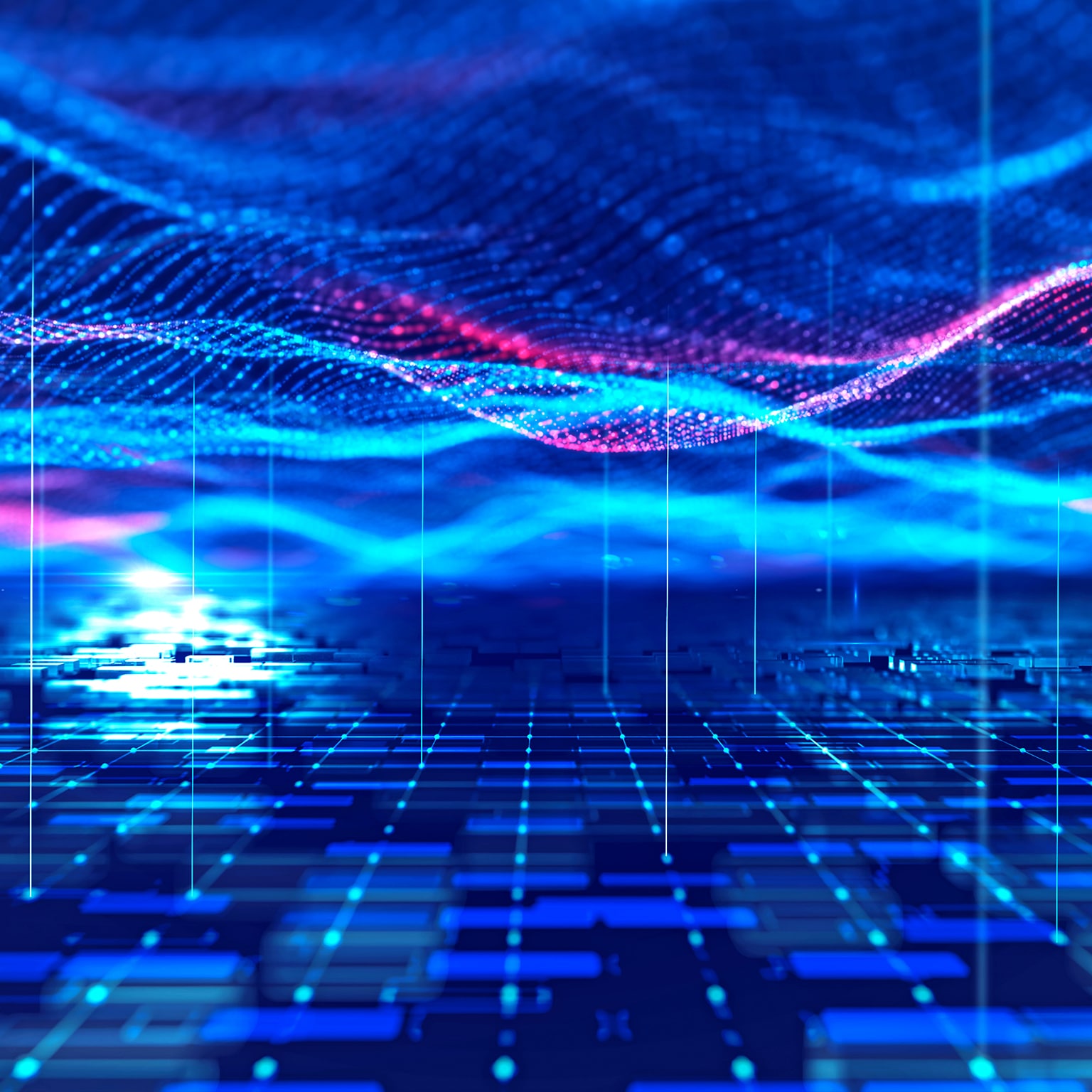 Abstract extreme close-up image of semiconductor and data connection.