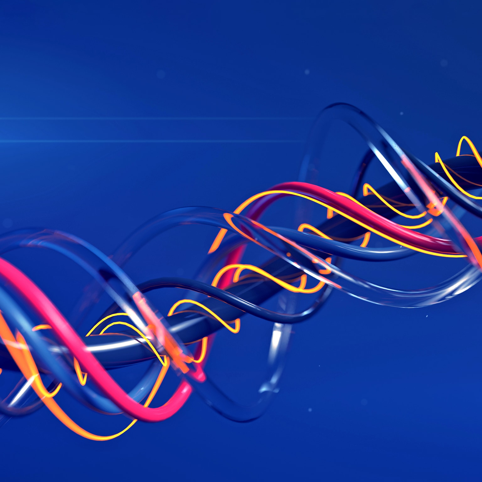  Digital generated image featuring colorful, intertwined, and spiraling tubes.