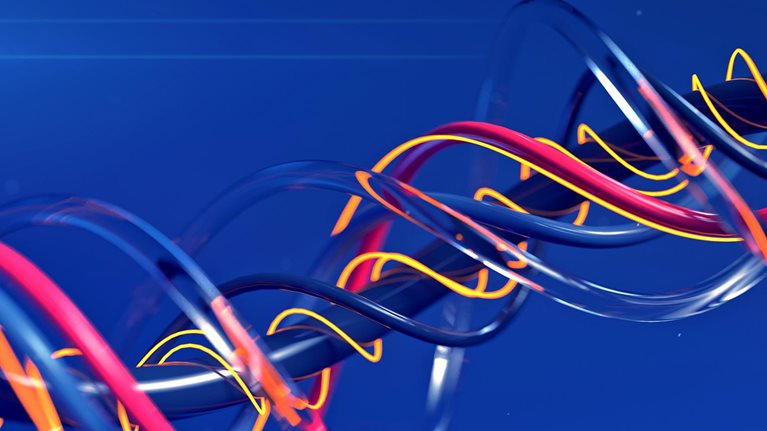 Digital generated image featuring colorful, intertwined, and spiraling tubes.