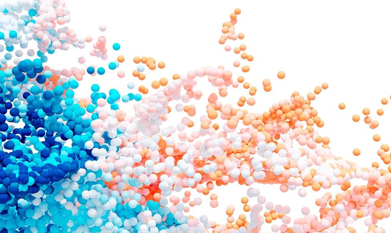 Spherical particles flowing