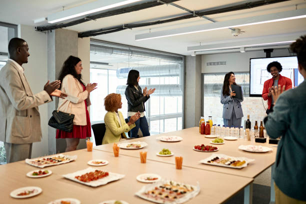 Group at office luncheon
