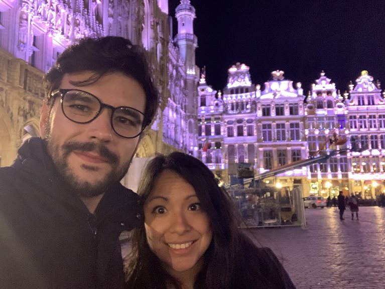 Sofia and husband in European square