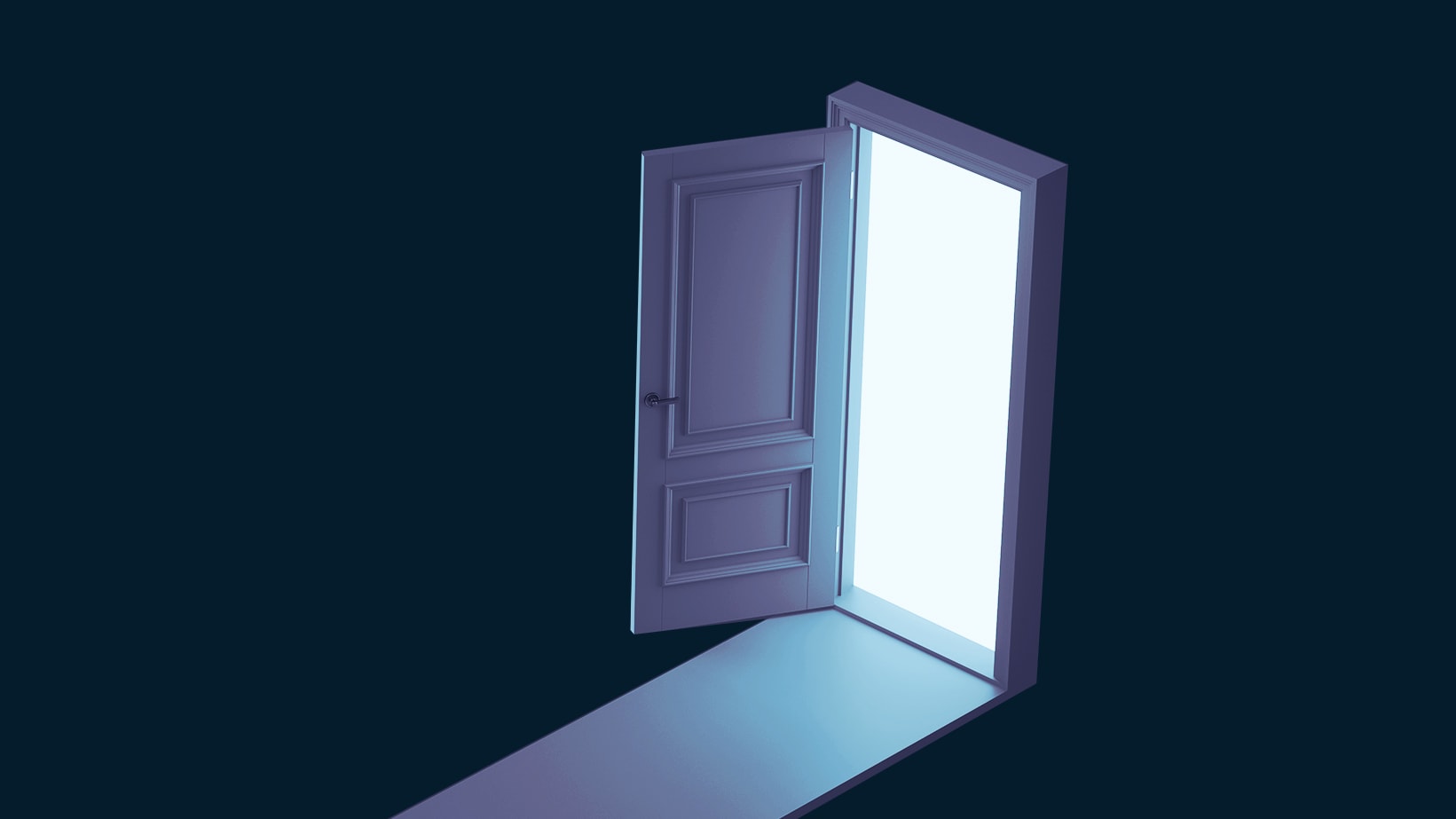 illustration of a dark room with an open door