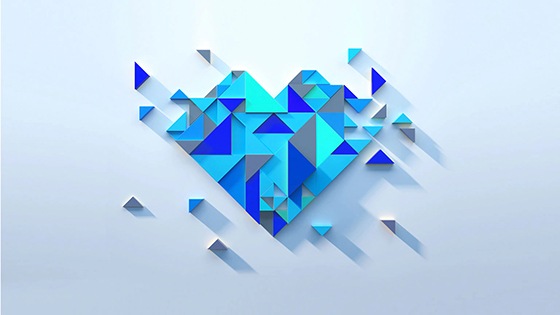 Illustration of a blue digital heart
