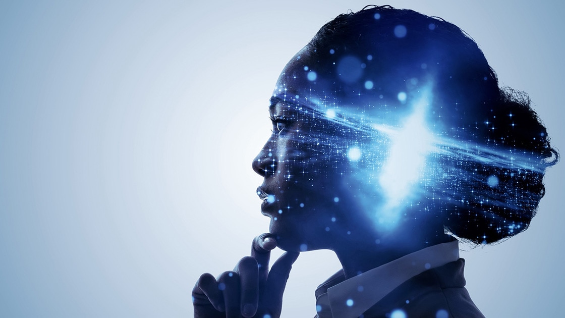 Illustration of a woman scratching her chin