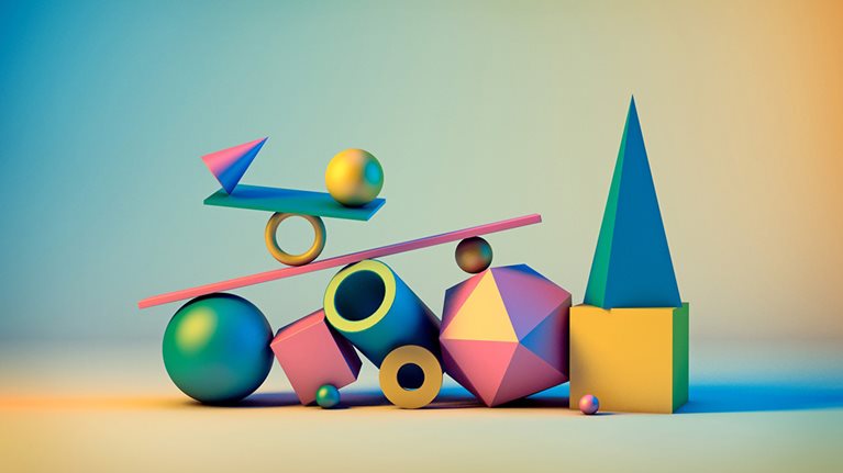 Image of various 3d shapes placed next to each other
