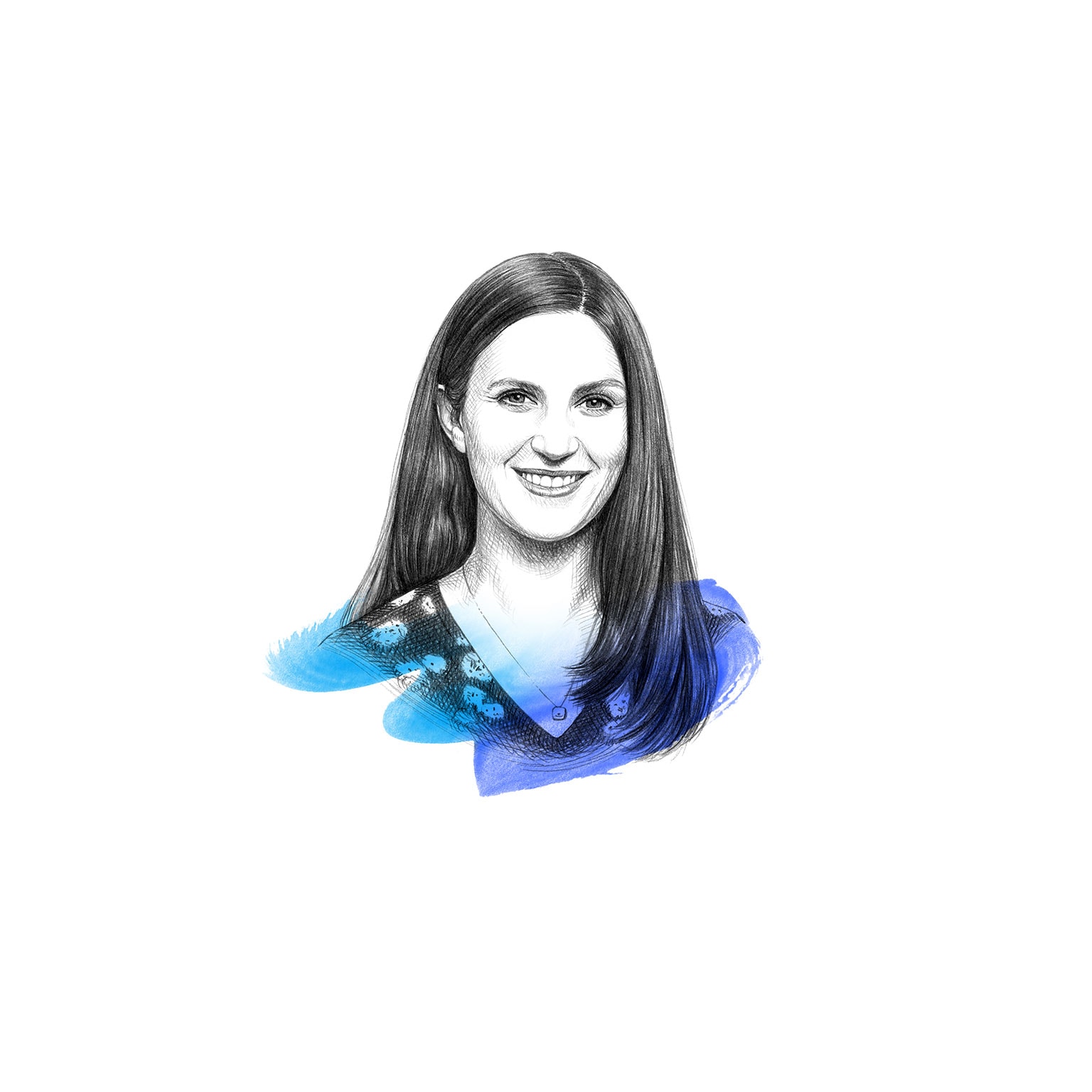 A drawing of Delphine Nain Zurkiya