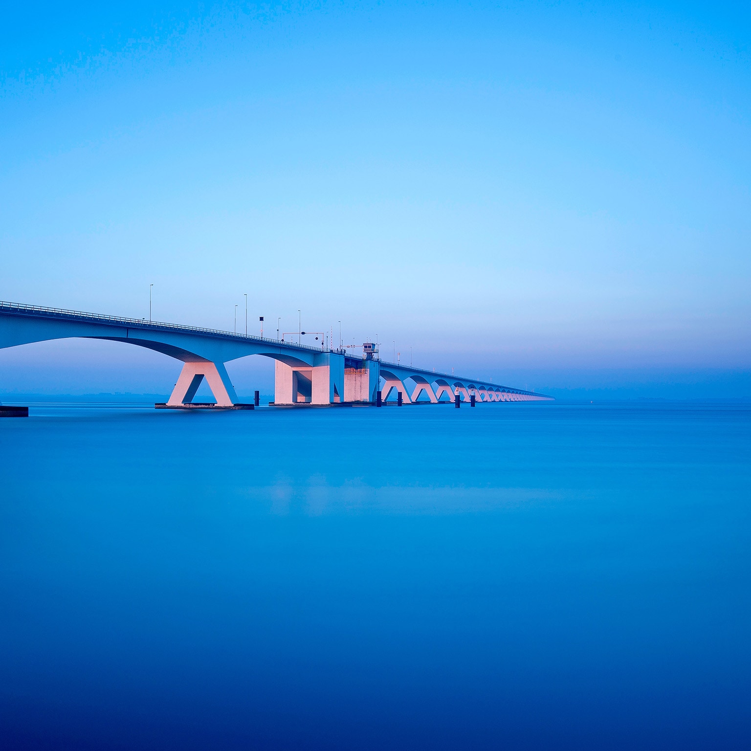 The Zeeland Bridge at an amazing blue hour