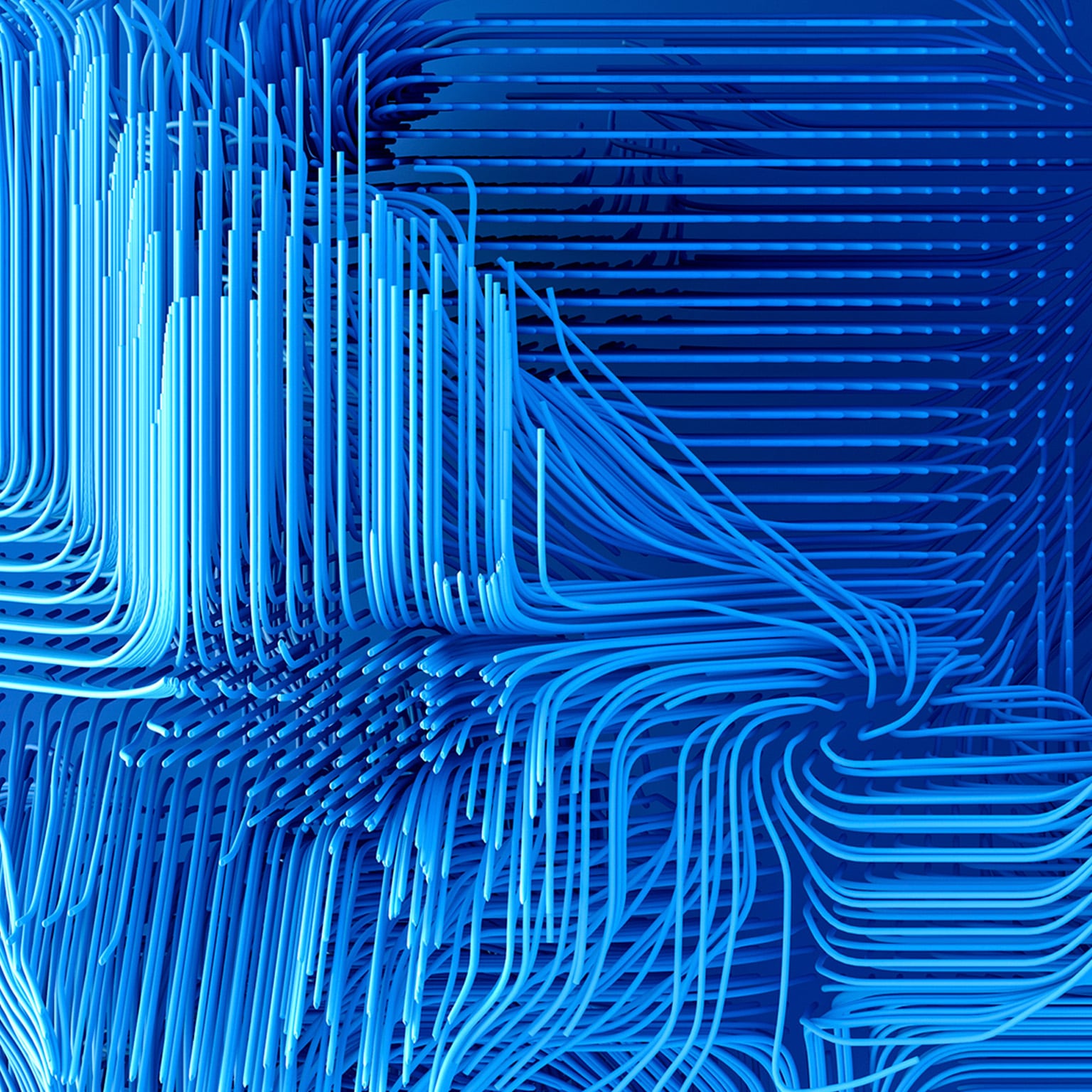 Blue geometric lines representing technological speed.