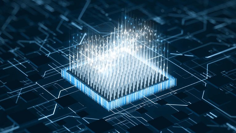 AI Neural Processor Chip Data Computing Concept