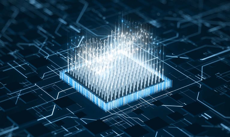 AI Neural Processor Chip Data Computing Concept